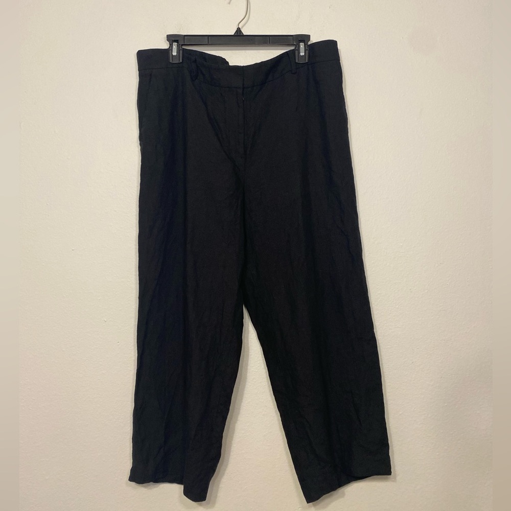 Talbots 14 Linen Wide Leg Beachy Boho Essential Black Summer Pants